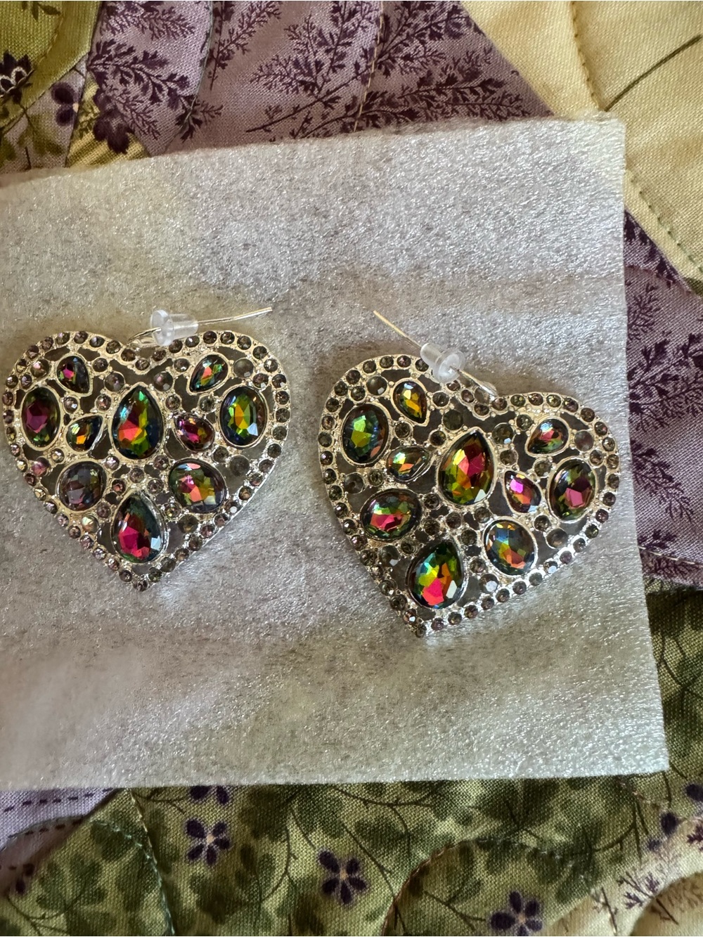 Multicolor Heart Crystal Drop Earrings - Women Jewelry